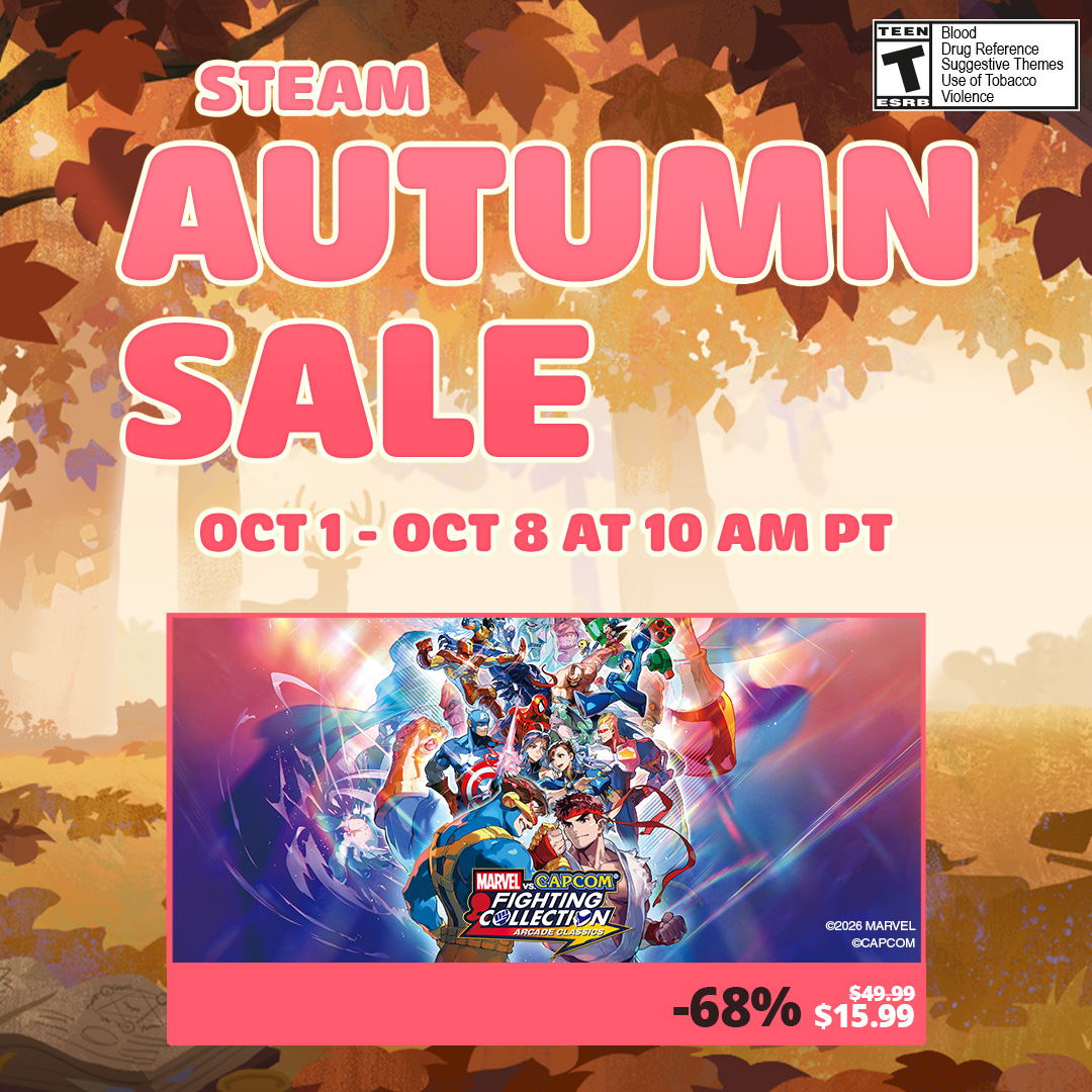 CapcomUSA_'s tweet photo. Saturday night's alright for fighting with the Steam Autumn Sale's great deals on Street Fighter 6 and MARVEL vs. CAPCOM Fighting Collection: Arcade Classics at up to 68% off! Act fast for these downright fierce savings!

SF6: https://t.co/gqYuKXT2R8
MvC: https://t.co/5GZ7BgqRD7 https://t.co/fG0YpmPnrs