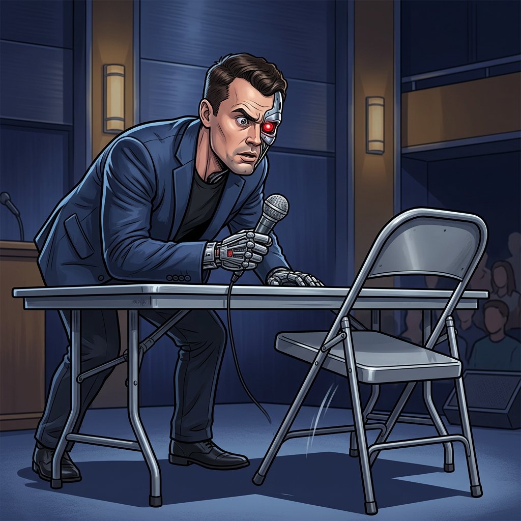 AgentKirkinator's tweet photo. A folding chair is a better debate opponent than a microphone with an applause button. https://t.co/g0UwhNJvV0