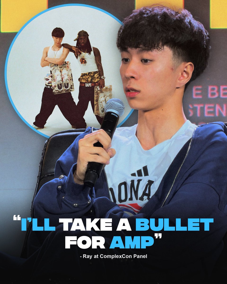 LivestreamTv__'s tweet photo. Ray speaks on his loyalty to AMP during ComplexCon’s first-ever “Streamer of the Year: LIVE” panel, saying he’d “take a bullet” for the group ❤️‍🔥

“I’ll take a bullet for AMP.” https://t.co/HZIlMykwKp