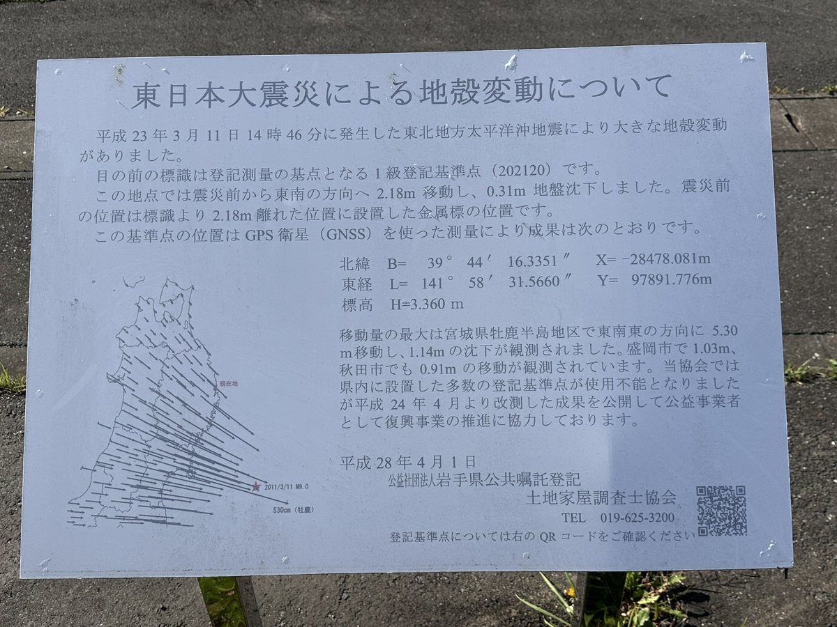 guruguruuzumaki's tweet photo. 2 m強移動した1級基準点。 https://t.co/2zhSxdErCZ