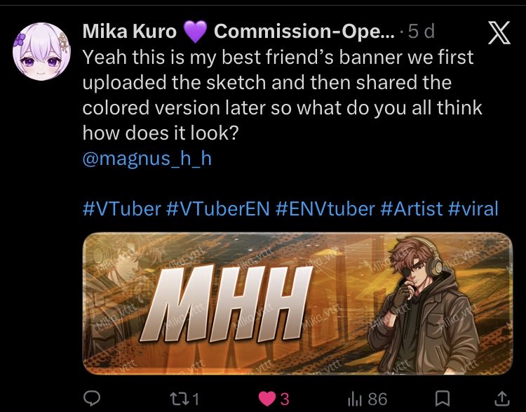 magnus_h_h's tweet photo. Yall should check out this amazing artist which is helping me om making pfp il prob post content here but check her out she is amazing 🔥🔥@mika_vttt https://t.co/DOeAunmf18