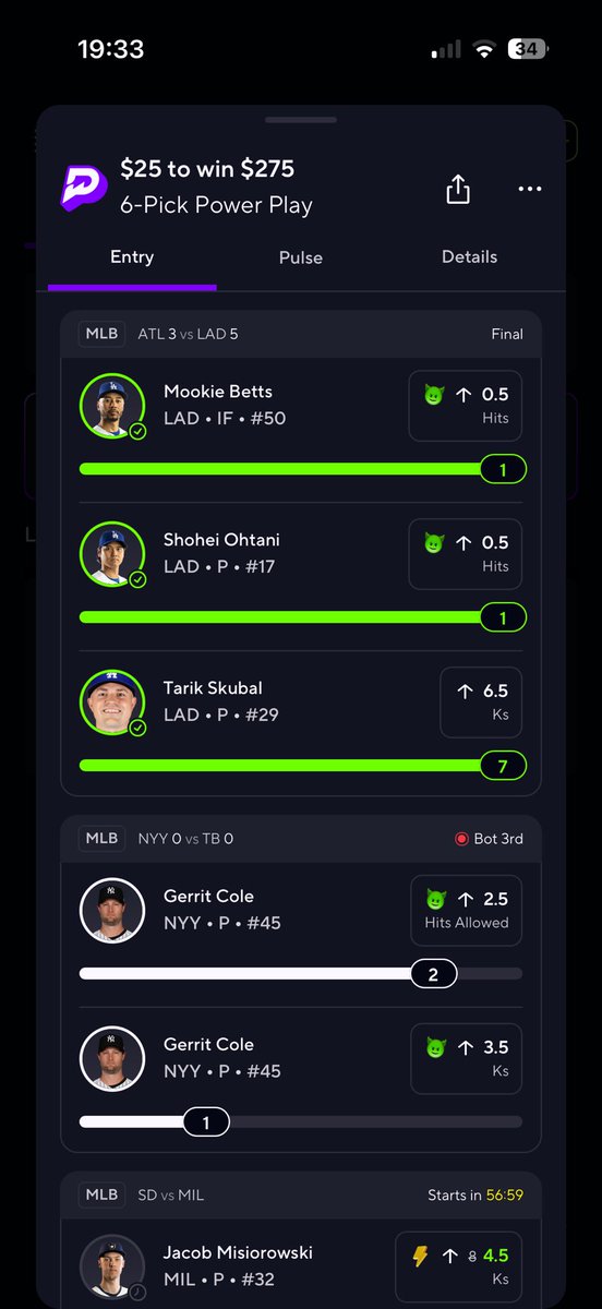nicknotnickbick's tweet photo. He literally has 2 KS rn wtf???? @PrizePicks https://t.co/wG3T0E6xE8