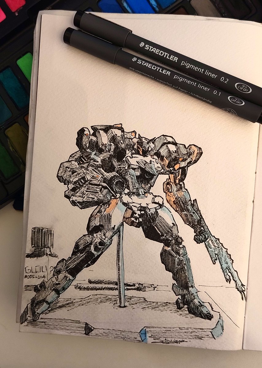 CobaltoAlpha's tweet photo. #inktober Day 3. Miniature
Have been late to upload with this one since it's so detailed and I've got no experience with mechs... Pretty happy with the result tho
#inktober2026 #armoredcoreVI https://t.co/ZHPitByaT2