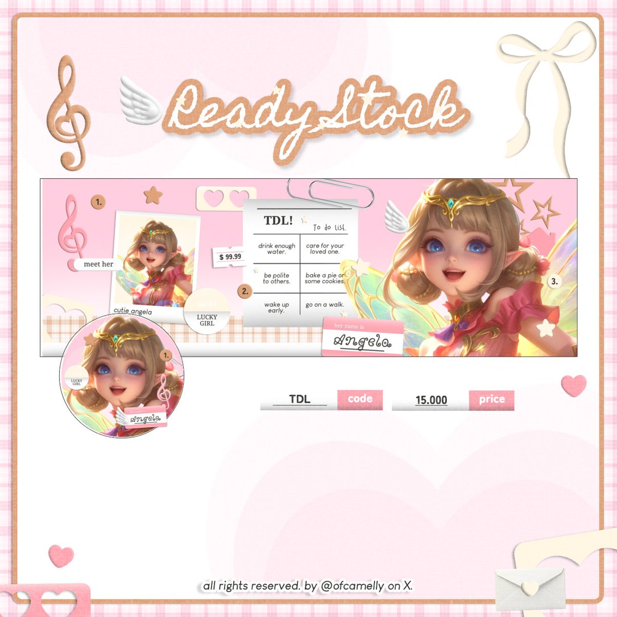 ofCamelly's tweet photo. 🎀💭 ౿ ⊹ boleh bantu rt? timakaci~  <3🩷

pagi semua.. lya kali ini balik lagi membawakan 4 rs angela mlbb nih

💰 : 15.000 / satuannya

take layout bisa langsung dm aku ia, dan jangan lupa untuk mt after dm!

tag. #bealanja https://t.co/yGY9G88Fix