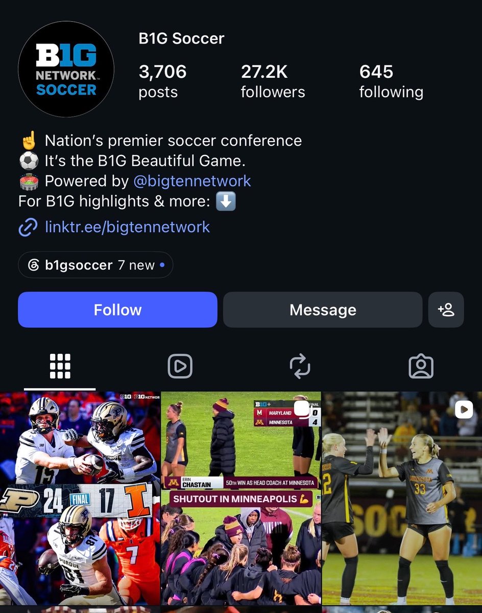 notcharliejones's tweet photo. Big Ten was so hyped Purdue got a dub they even posted it on the soccer page https://t.co/AyLQU3O1ui