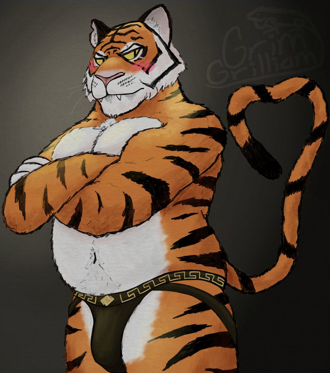grimgrilliam's tweet photo. Oscar was blushing so hard during the photoshoot they had to edit it out lmao

#furry #furryart #oscarfortnite #fortnite #furrybara #barafurry #baraart #bara #fortniteart #tigerfurry #gayfurry #dilf #jockstrap https://t.co/lJPcBKs9mU