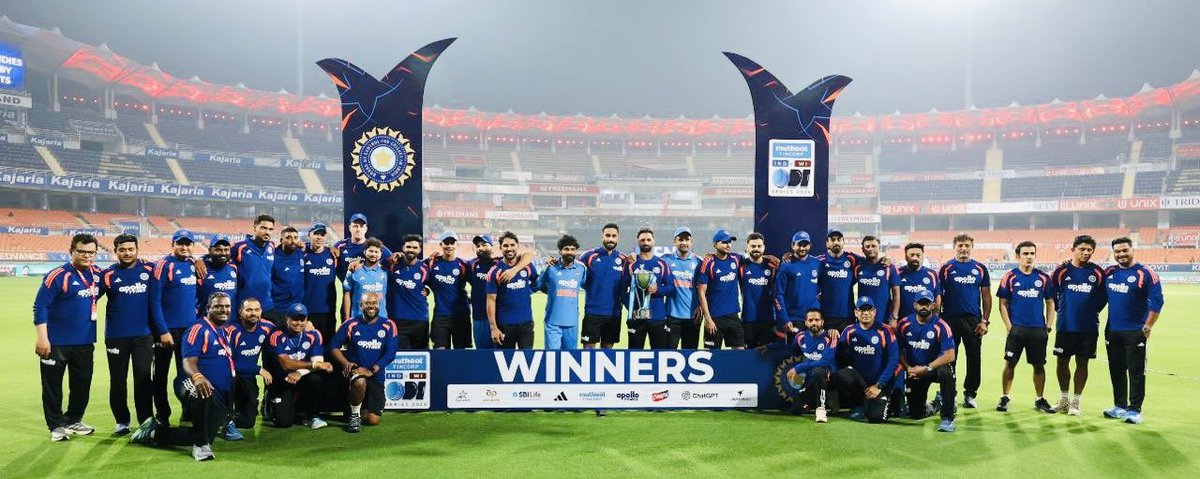 VVSLaxman281's tweet photo. Congratulations Team India on winning the ODI series against the West Indies👏 Great team effort and some excellent performances. Always special to see India succeed🇮🇳 @BCCI https://t.co/ei5PSBERNp