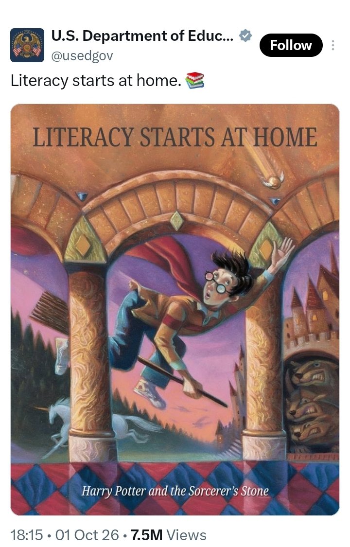 BadWritingTakes's tweet photo. If nothing else, it is at least quite funny that the far-right used to burn copies of Harry Potter for glamouring witchcrafy until JK Rowling became obsessivly bigoted Useful Idiot for fascism and now they performatively love it. https://t.co/0I7IUm7iiO