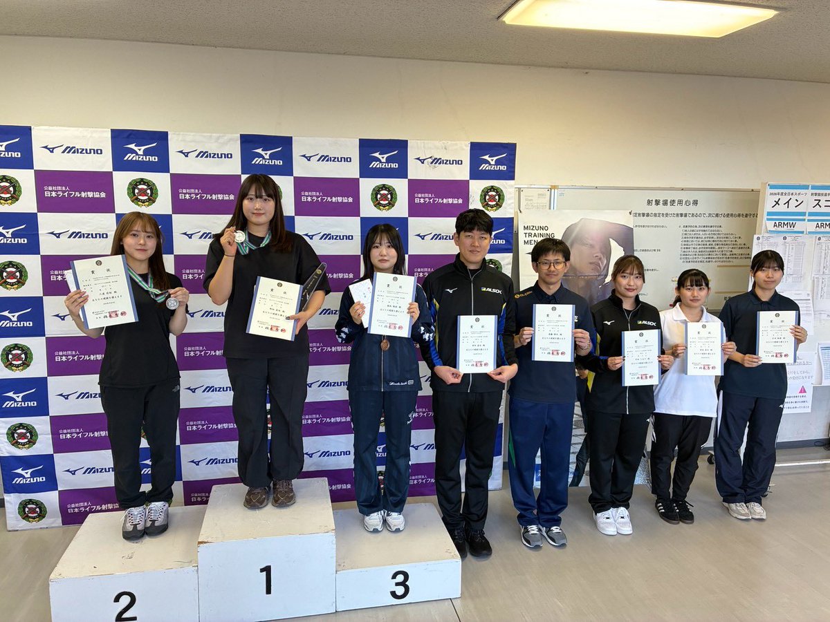 riflesports_jp's tweet photo. 2026年度全日本スポーツ射撃選手権大会
オリパラ共生大会
10月2日　混合エアライフル60発個人
優勝　野畑美咲（大分県）
2位　三浦莉桜（福井県）
3位　泰地陽詩（明治大学） https://t.co/xS6rPYgdmT