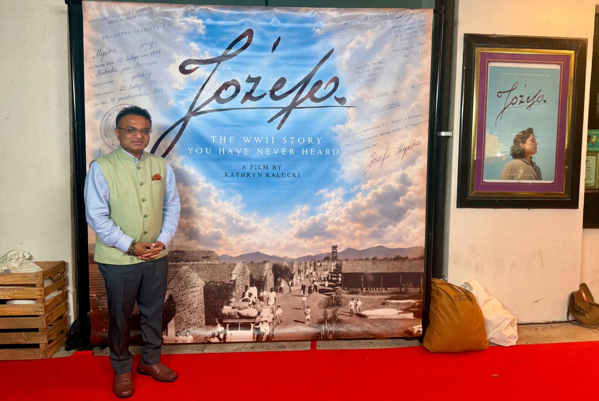 CGILosAngeles's tweet photo. CG @drkjsrini attended the Los Angeles premiere of “JÓZEFA” with writer, director and producer Kathryn Kalucki which recalls the journey of Polish refugees who found safety in India during World War II, thus highlighting a powerful shared chapter of history between the people of India and Poland. CG recalled the small town of Valivade near Kolhapur, which became home to around 5,000 Polish women and children during the war and how that story continues to connect the people of both countries even today.

@MEAIndia @IndianEmbassyUS @IndianDiplomacy @PLinLosAngeles @PolishEmbassyUS @PolandMFA @IndiainPoland @MinOfCultureGoI @ipngovpl @PIB_India

#IndiaInLA #IndiaInUSA #Jozefa #IndiaPoland #SharedHistory #PolishRefugeesInIndia #Valivade #CulturalDiplomacy #LosAngelesPremiere