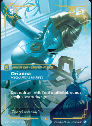 WLeiphart's tweet photo. @simplynvm @moonbugvt Currently my favorite card atm is the new Orianna stuff we are getting https://t.co/OVjlmw6Q2m