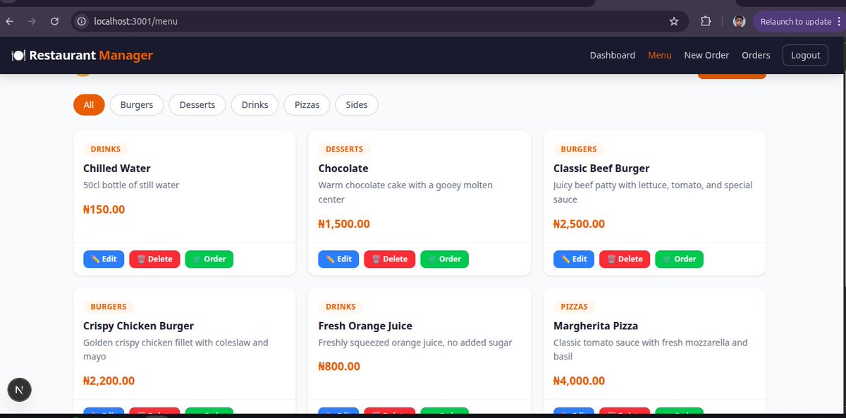 PIorwua12080's tweet photo. Day 24 of #30DaysOfCode. Today I Built a Full-Stack Restaurant Management System
I recently built a restaurant platform where the frontend communicates with an Express.js backend and database to handle real application workflows.
Users can:
Create accounts
Browse menu items https://t.co/CmVdrim3js