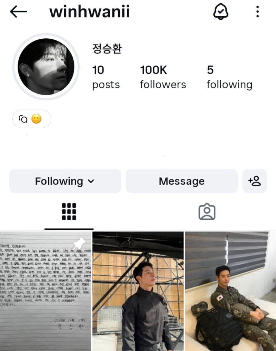 cloudprincesss_'s tweet photo. Jeong Seunghwan just reached 100K followers on Instagram 🥹 He was at 30K just two days ago. Please always support him 🤍

#정승환 #JeongSeunghwan #ATBO https://t.co/G70kMZ63On