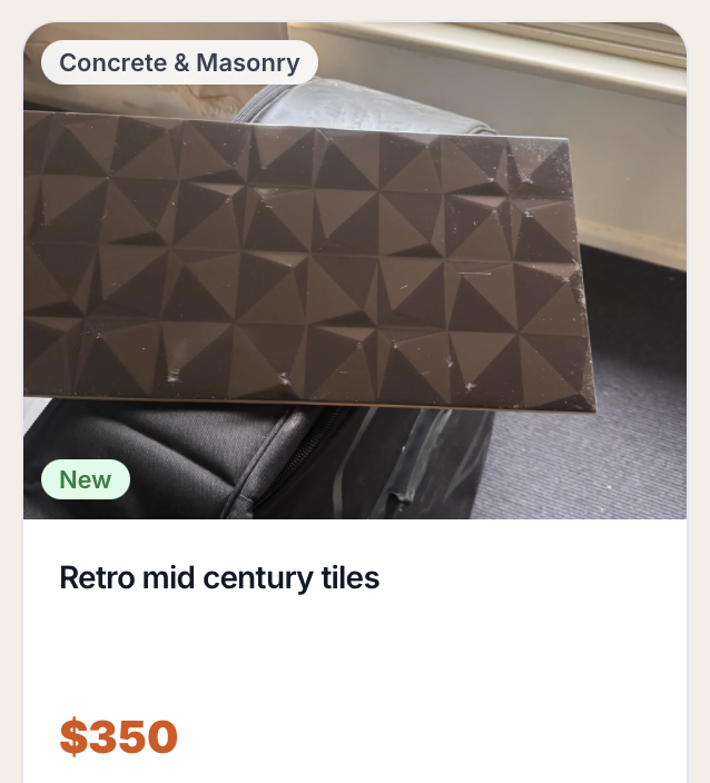 Overrunau's tweet photo. Leftover and surplus building materials: timber, tiles, plasterboard, bricks, fittings, fixtures, decking, insulation.. if it was headed for the skip and someone could still build with it, list it.
Here are just a few of our listings.
BROWSE NOW https://t.co/DKfGLeYHv3 https://t.co/u3ktsAKz8D