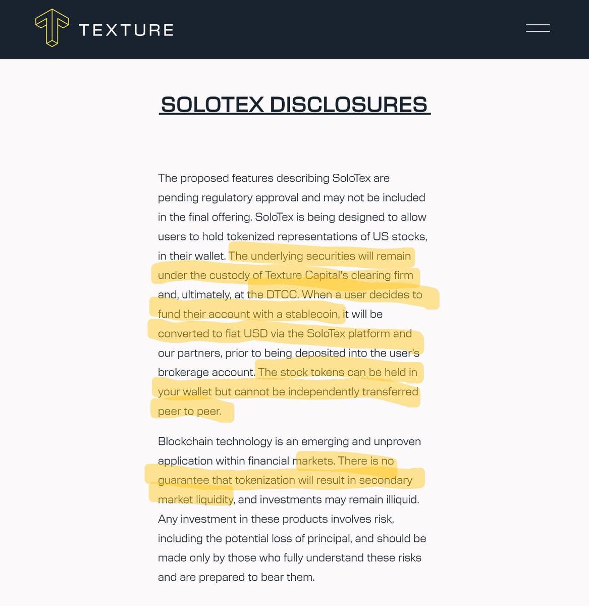 ManuelSolomente's tweet photo. The TX/Coreum–DTCC Timeline: Why the Chronology Matters

The significance of the TX/Coreum–DTCC timeline is not that the SEC “preferred” TX/Coreum over DTCC. 

The more interesting point is that SoloTex and DTCC were solving fundamentally different regulatory problems.

SoloTex was built around Texture Capital, a FINRA-member broker-dealer and regulated securities infrastructure, with Sologenic/Coreum providing the blockchain technology. 

That placed tokenization inside an existing U.S. securities framework.

The basic architecture was essentially:

Investor → regulated broker-dealer → securities infrastructure/custody → token representation → Coreum/TX

DTCC was tackling a much broader problem. DTC sits at the center of U.S. securities custody and settlement. Its December 2025 SEC No-Action Letter addressed tokenization of DTC-custodied securities while maintaining the connection between the tokenized representation and DTC's official books and records.

That creates fundamentally different regulatory questions:

Does the token faithfully represent the underlying security? Are investor rights preserved? Can tokenization and de-tokenization reconcile with traditional records? Can transfers occur safely? How does blockchain infrastructure interact with existing custody and settlement?

DTCC wasn't simply putting securities on a blockchain. It was connecting blockchain rails to the plumbing of the U.S. securities market.

The chronology is therefore striking:

October 2025: SoloTex/Texture receives its FINRA green light for tokenized-stock activity.

December 2025: DTC receives its SEC No-Action Letter for tokenization.

May 2026: The SEC directly engages TX Labs, CoreNest and Texture regarding the architecture.

July 2026: DTC moves tokenization into production.

The strongest TX thesis therefore isn't “TX beat DTCC to SEC approval.”

It is more precise:

TX/Coreum was already being positioned inside a FINRA-regulated U.S. tokenized-securities architecture roughly two months before the SEC granted DTC its landmark tokenization relief.

That suggests TX was not simply building blockchain infrastructure and waiting for regulators to figure out how to use it.

It was already being tested within the regulatory perimeter while that perimeter was expanding.

#TX #DTCC