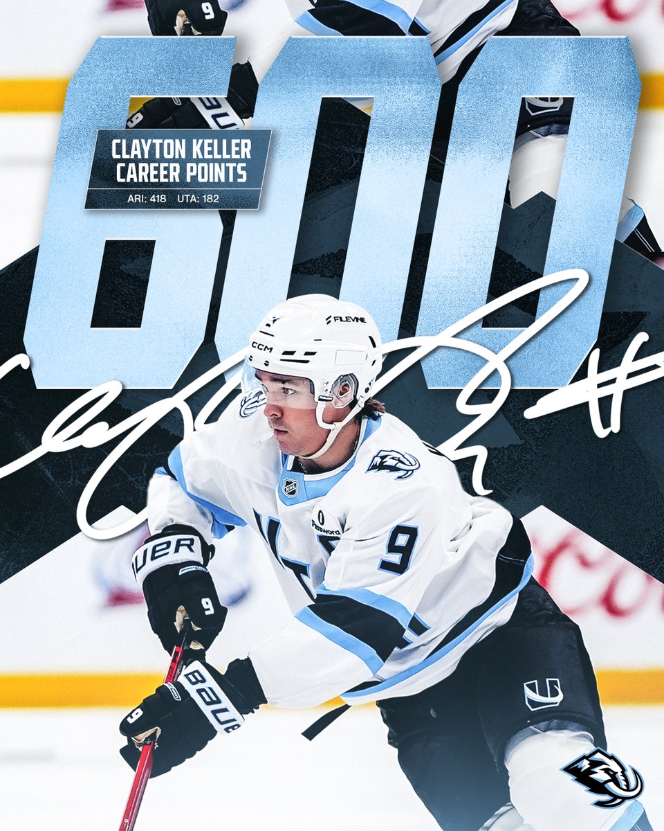 utahmammoth's tweet photo. Congrats, Captain!

Kells tallies his 600th career @NHL point with an assist on the Schmaltz goal. https://t.co/8Y9lWYiPTA