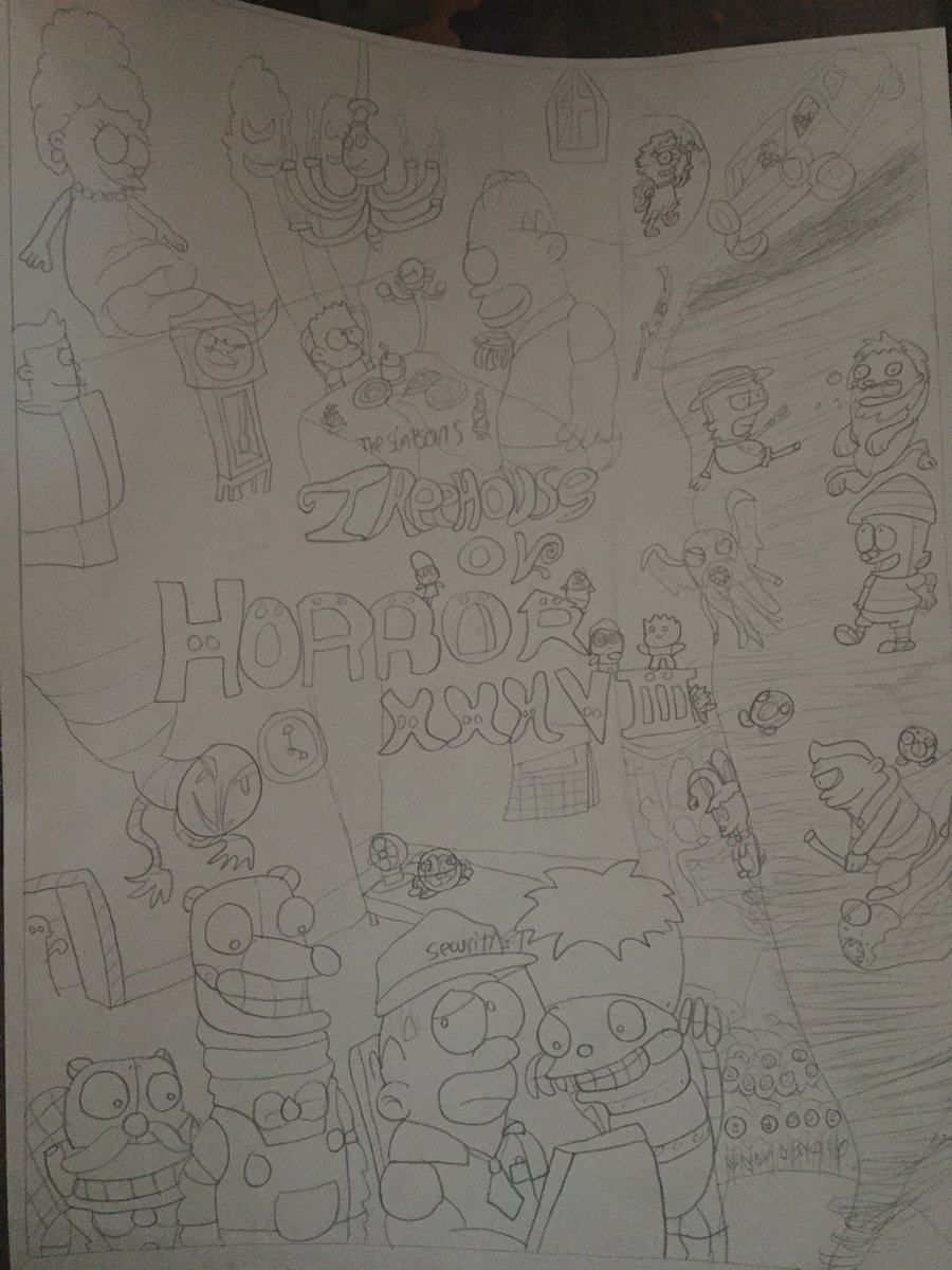ponger917's tweet photo. @mattselman Hello. I got another prediction poster for next year. Of course, feel free to let it inspire you in its pencil sketch form. Like your work though. #simpsons https://t.co/WoOngUh2va