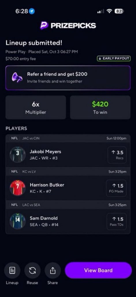 WyzeDFSyv's tweet photo. NFL 6X for sunday 🏈 fav play is meyers o3.5

like for luck 🍀 

https://t.co/BTWTvN0KuY

#Gambling𝕏 #PrizePicks #NFL #NBA 🏀 | #WNBA | #CBB 🏀 |  #PrizePicks 🔐 | #PROPS | #POTD 📋 | #Picks | #MLB ⚾ | #Gambling𝕏 | #Parlay 
@Playbook

#Sportsbetting #NFL   
#DraftKings https://t.co/eDtRoWHJic