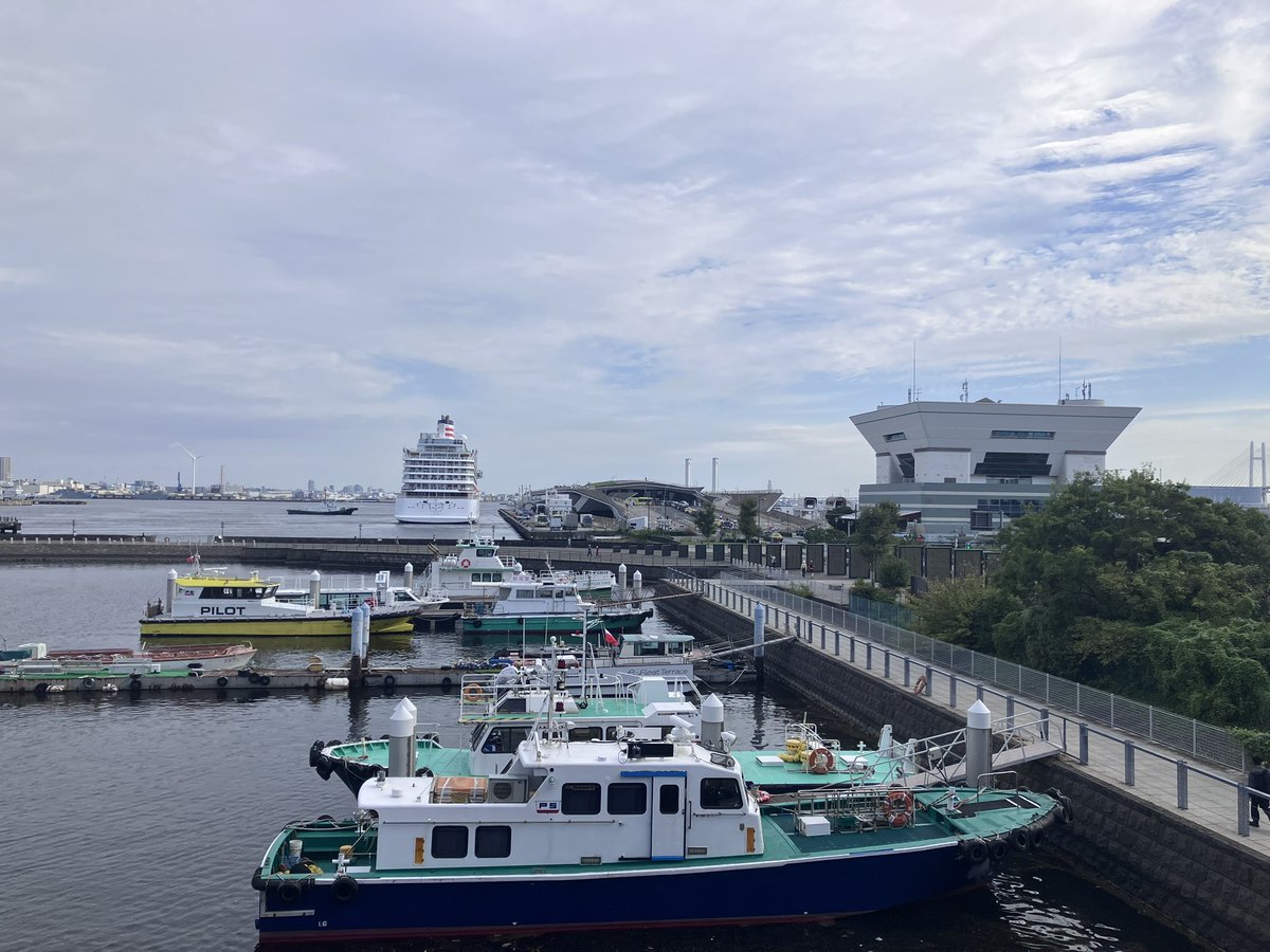 kerosamasama's tweet photo. 今朝の横浜港　大さん橋に間も無く飛鳥Ⅲが接岸します。今週末は久しぶりの晴れです。18時からはハマスタでベイスターズ今シーズンの最終戦ですね！
#横浜港
#大さん橋
#飛鳥Ⅲ
#ベイスターズ https://t.co/6oJ1IB8lle
