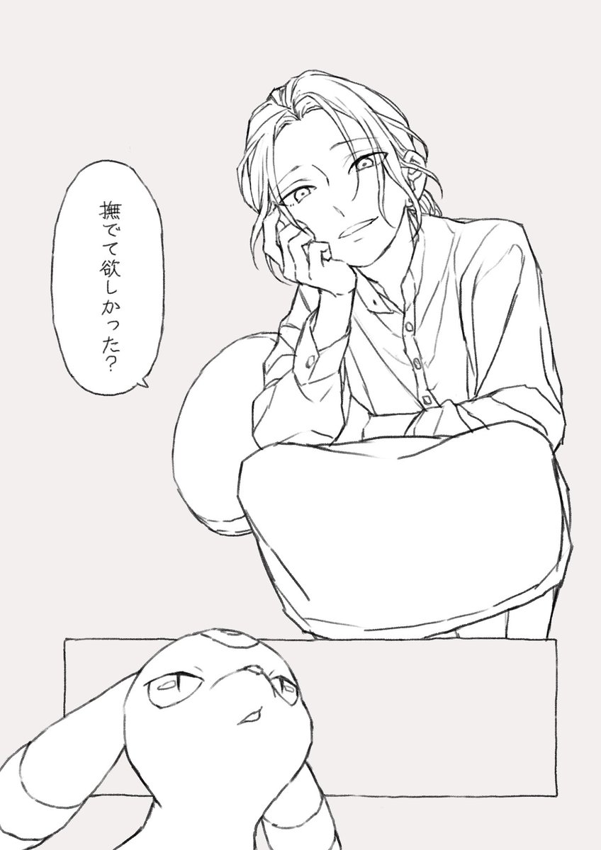 ichikawa_385's tweet photo. カフェのお兄さんとブラッキーのひととき
※前回投稿したものの線画です
色のない状態も好きなので載せておきます https://t.co/yDvJKEIDGb