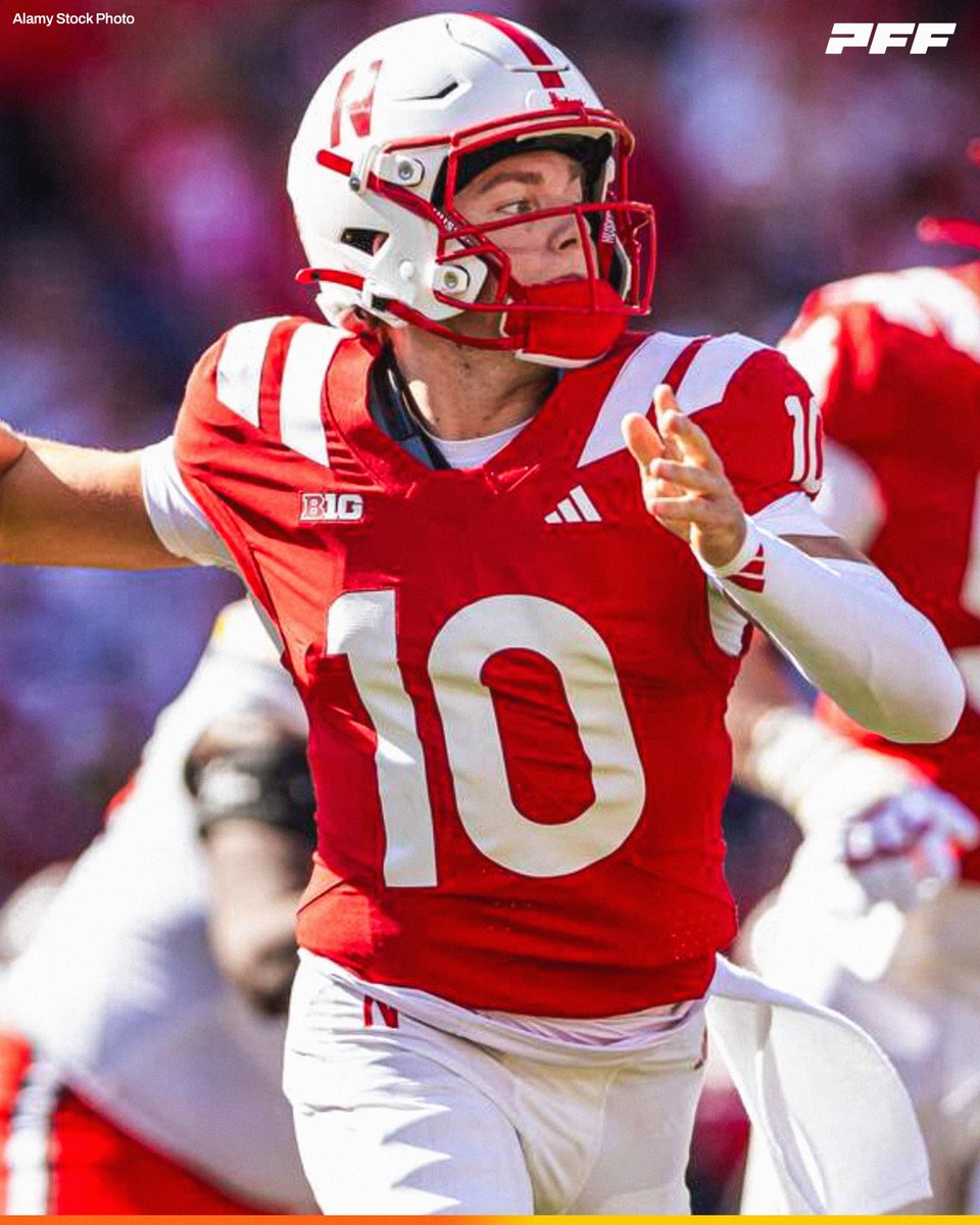 PFF_College's tweet photo. Nebraska QB Anthony Colandrea | Week 5 vs Maryland:

🌽 26/39
🌽 238 Passing Yards
🌽 108 Rushing Yards
🌽 3 TDs | 1 INT

@HuskerFootball https://t.co/5QGtlmoS1O