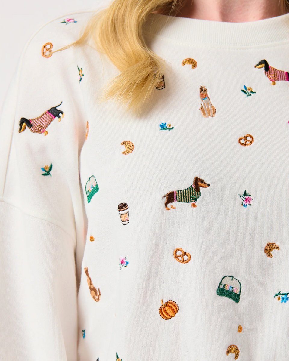 Shiraleah's tweet photo. The cutest little signs of fall! 🍂🐶☕ From sweater-weather pups to pumpkin everything, this cozy sweatshirt has it all: https://t.co/mpU09NAn7O https://t.co/P0oaguqToe