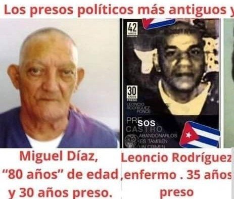 Libertad12021's tweet photo. 🇨🇺 No podemos olvidar a los presos políticos más antiguos y sufridos de Cuba. 
- Miguel Díaz Bouza, 30 años preso. 
- Leoncio Rodríguez, 35 años preso. 
Los dos merecen nuestro  respeto. No los podemos dejar solo. Exijo su liberación inmediata. https://t.co/7e8YJMlgOF