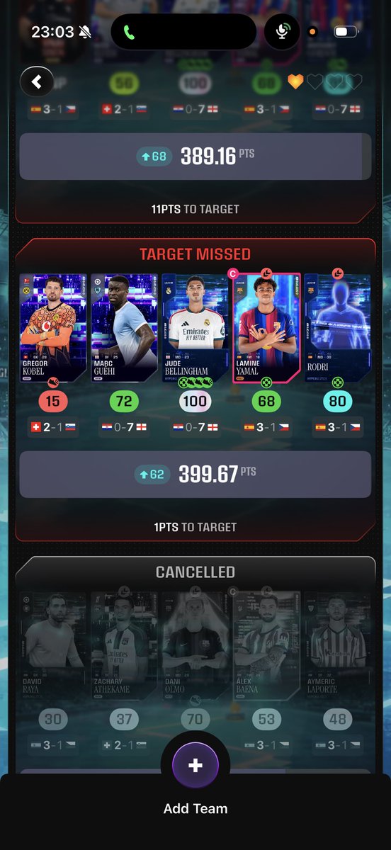 bopsorare's tweet photo. @Sorare have updated Kobels points to 35 now so WHY does it say target missed still on my game??? #sorare https://t.co/K7WoyL2DEo