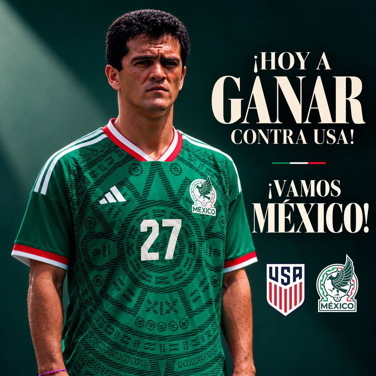 CHermosillo27's tweet photo. ¡Es un gran día para que Rafa Márquez consiga su primera victoria al frente del Tri! 

¡Vamos, Mexico! ¡Con todo ante Estados Unidos en el Clásico de la Concacaf! 🇲🇽🇺🇸 https://t.co/Rhe2yw7qQX