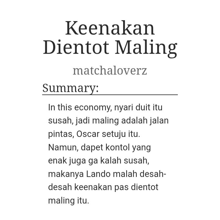 candyykrystal's tweet photo. #landoscar 814 🔞
Keenakan Dientot Maling by matchaloverz 

⚠️ read the tags and notes carefully
🔗 https://t.co/qqlalLcniz https://t.co/3WMx2K3PHi