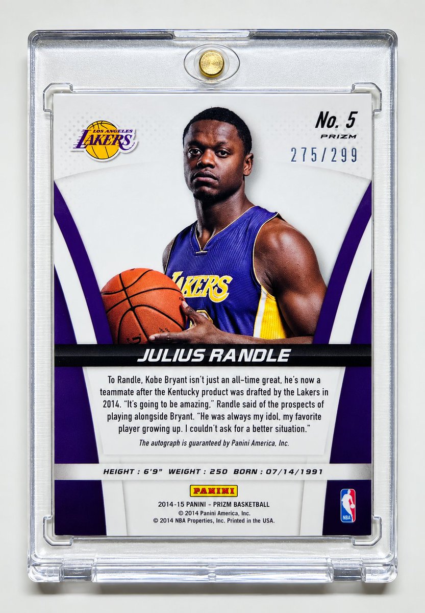 h510_lal's tweet photo. Julius Randle
2014-15 Panini Prizm
Rookie Autographs Prizms No. 5
Sticker Auto /299
275/299
#Lakers #JuliusRandle #Panini #NBACards #basketballcards https://t.co/vM2uamTfds