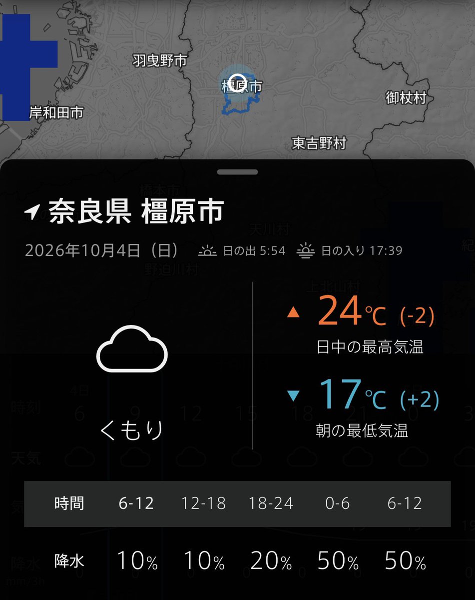 kws_1018's tweet photo. 降水確率10% https://t.co/jtcc1NnPNF