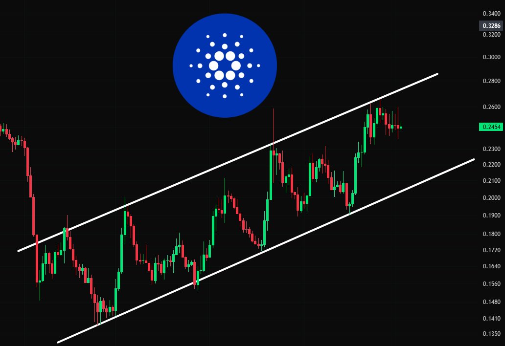 cryptojack's tweet photo. #ADA is trading within an ascending channel.

I’d avoid taking too much risk in October… https://t.co/rWKsvVMmVi