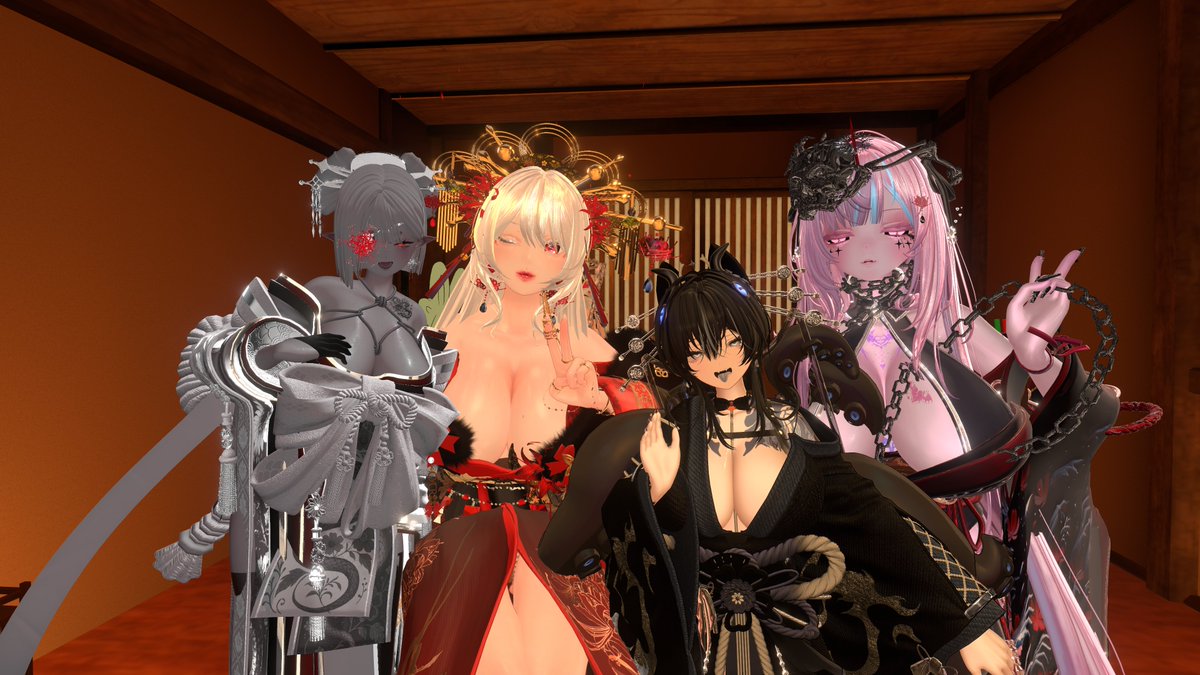 Japanese_Lilith's tweet photo. 先日の夜も、熱～う、熱～う夜でありんしたねぇ？🤭
あっちと過ごしたひととき、楽しんでいただけたかしら？
しかも女将の舞をたんと拝めたのは、特別、格別のことでありんした🎵

あっちも、この先ひと七日、精を出して頑張りんす……
どうか週末には、あっちにご褒美を――💜

#VRCおうまがとき https://t.co/iLNqDcHLVD