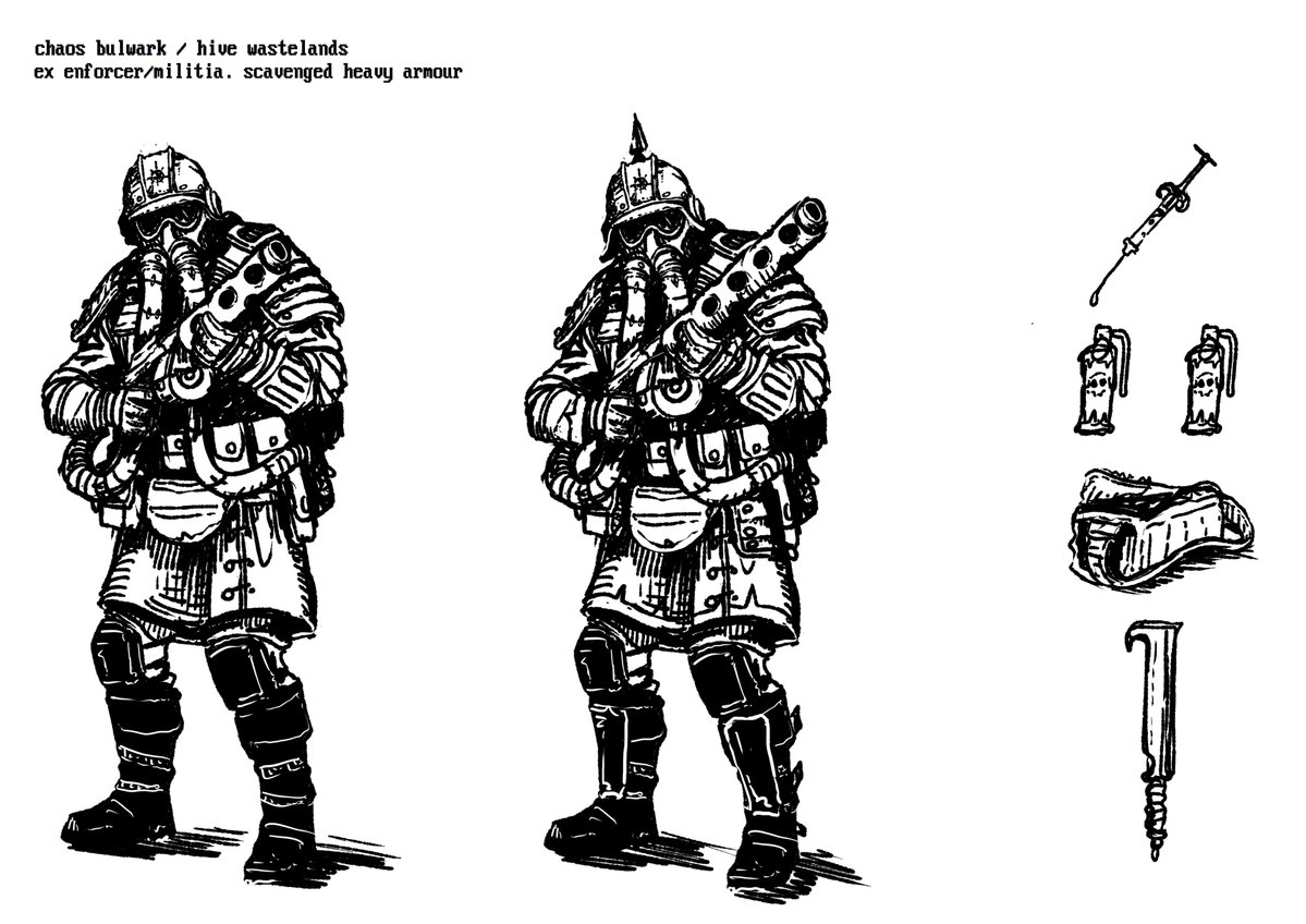 IronCladFlynt's tweet photo. Wanted to show off some the jazz that @MachineInsight1 has been working on for the little, 40k game concept.  JUST concept just now. One of the various cults thst players would be able to join up with. Its mostly, atm a visual thing across the different regions https://t.co/JMfxKyOb3W