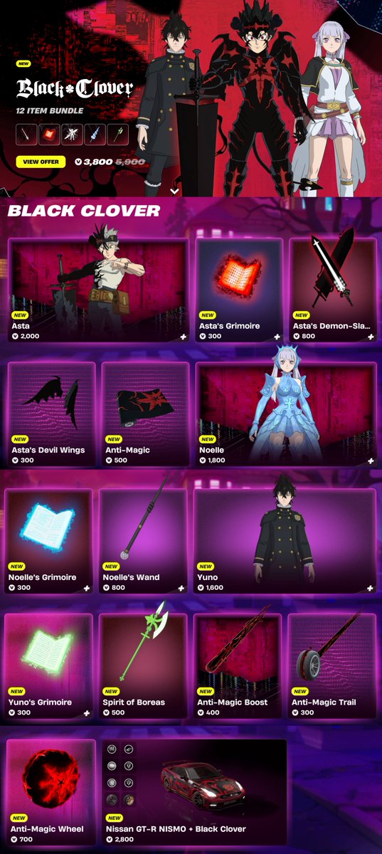 FN_Assist's tweet photo. Black Clover (Asta, Noelle, and Yuno) are all now available in the #Fortnite Item Shop! 📖

🛒 Get them here: https://t.co/FxLNjYbIAV

Use code 'FNAssist' to help support me! #EpicPartner https://t.co/OvduyC3VjD