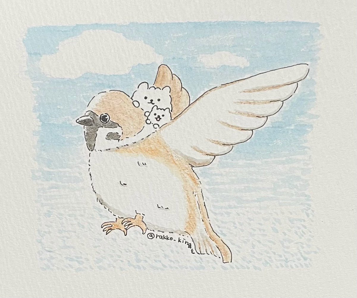 rakko_kingw's tweet photo. すずめ航空、もふもふ便

#ゆるいイラスト #アナログ #artwork https://t.co/HLKZtQn2MW