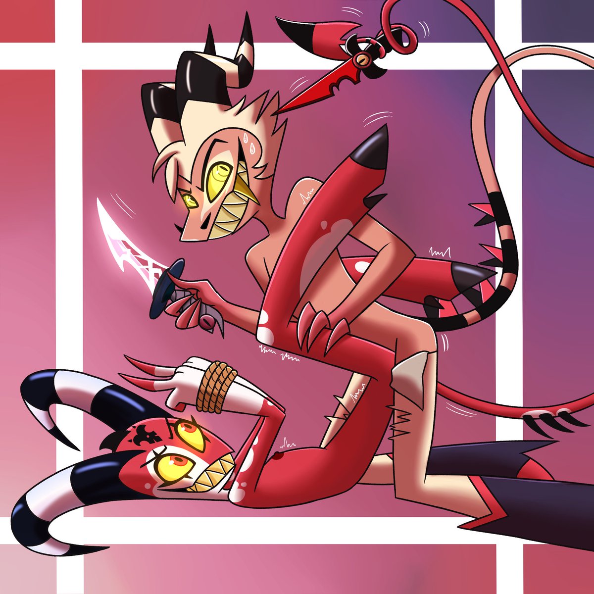 kimanda_art's tweet photo. @BottomBlitzWeek 

🔞Prompt: Danger 
S: "Well, we're really up shit creek." 
B: "We, motherfucker??" 
-   
#Blitzo #Striker #blitzker #bottomblitzweek https://t.co/OVvb5GZngb