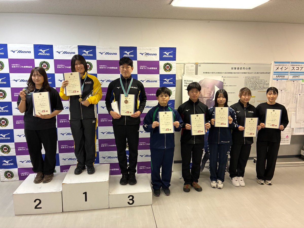 riflesports_jp's tweet photo. 2026年度全日本スポーツ射撃選手権大会
オリパラ共生大会
10月3日　混合50mライフル60発個人
優勝　千葉朔海（千葉県）
2位　野畑美咲（大分県）
3位　岡田直也（岡山県） https://t.co/ZZ3KUntEmb