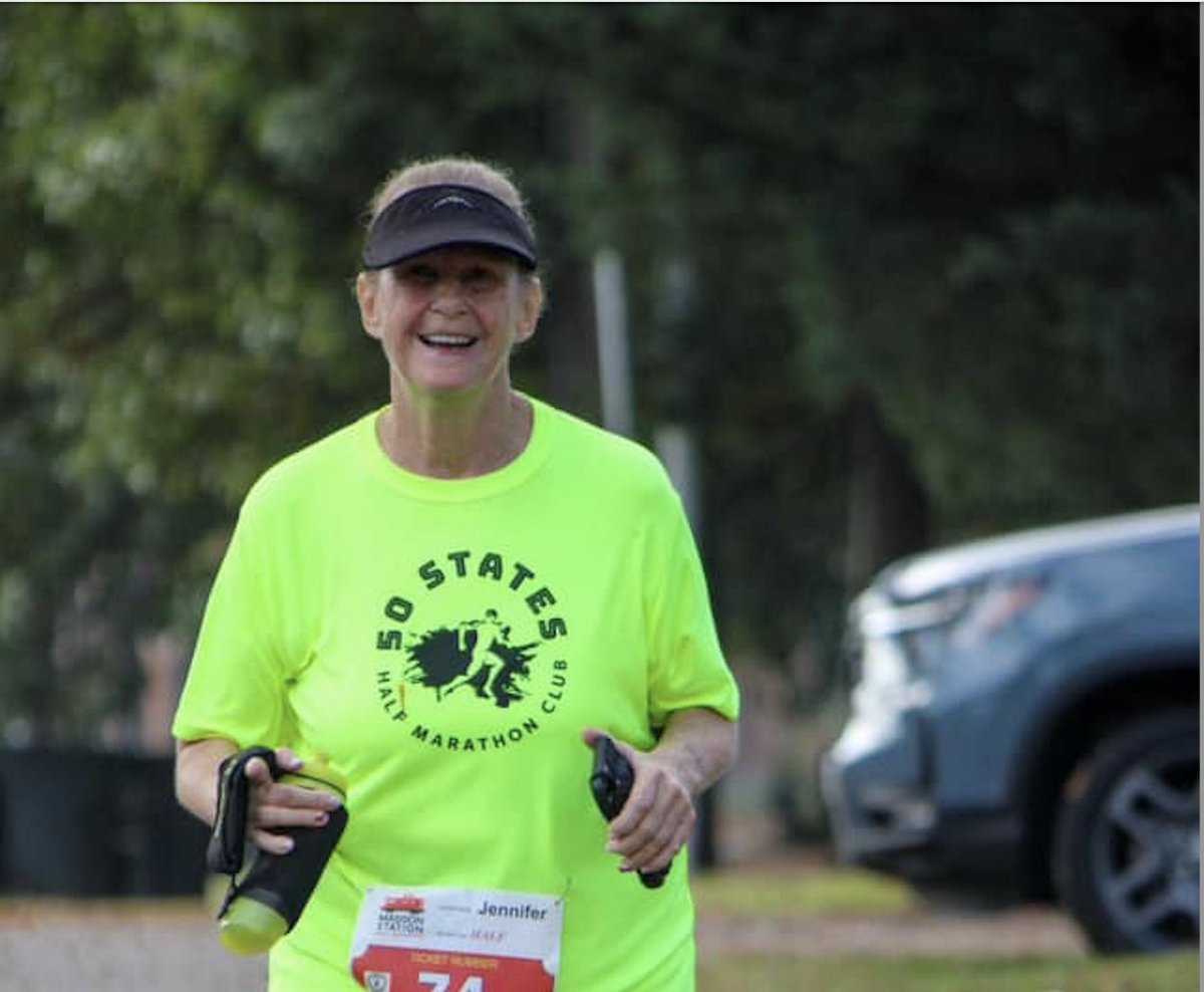 FiftyStatesHALF's tweet photo. Tomorrow, Jennifer Clark will be the FIRST member of our 50 States Half Marathon Club to finish an "OFFICIAL 3RD ROUND" of the 50 States Half Marathon Challenge (with NO OVERLAPPING of the 1st or 2nd round)!  SO! If you are at the Great Balloon Chase Half Marathon, give Jennifer a big high five!