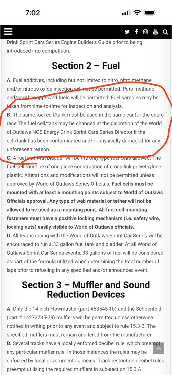 lanman67's tweet photo. For all of you @WilliamsGrove PA posse conspiracy theorist professionals. This is chapter 3, section 2 of the @WorldofOutlaws 2026 rule book. Been this way for a very long time. This isn’t a new rule in any way. https://t.co/fjEYSdpXcU