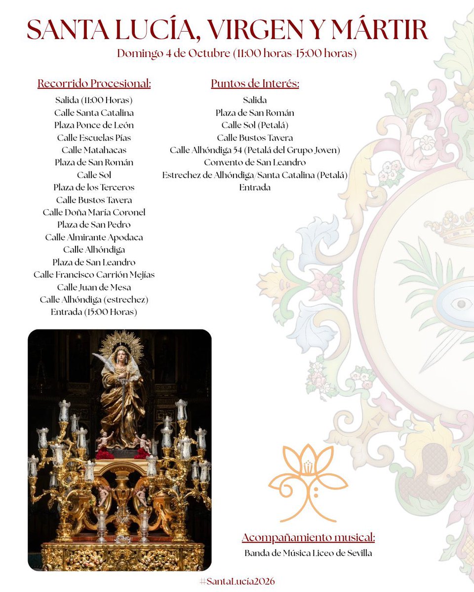 SevillaSemSanta's tweet photo. Hoy a las 11h, salida procesional de Santa Lucía.

Acompañamiento musical: @bmliceosevilla https://t.co/5pmn8jLIZs