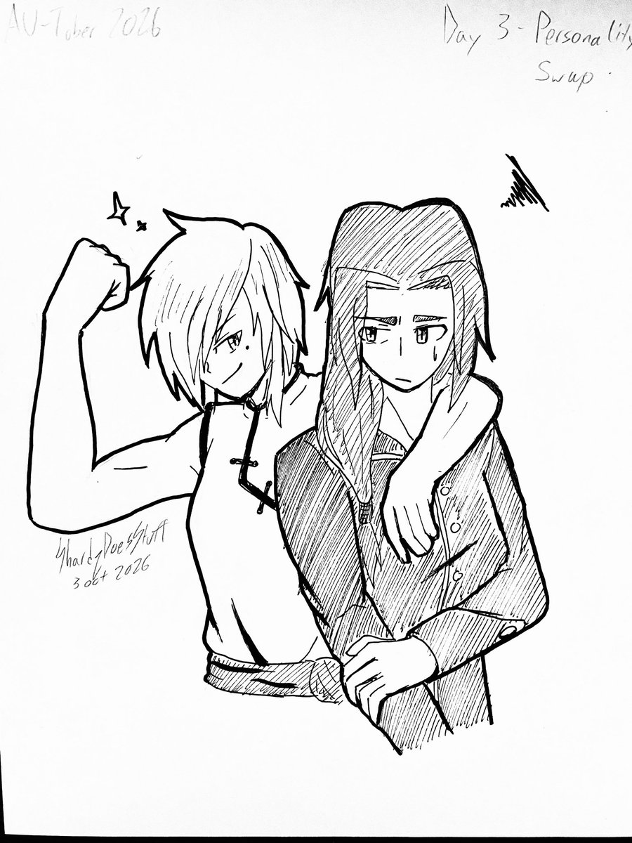 ShardzDoesStuff's tweet photo. “Heya gorgeous, wanna check out these muscles?”
“…Seriously. Can you not?”
-
Day 3 - Personality Swap
-
#inktober #autober https://t.co/Bso2IJLHMi