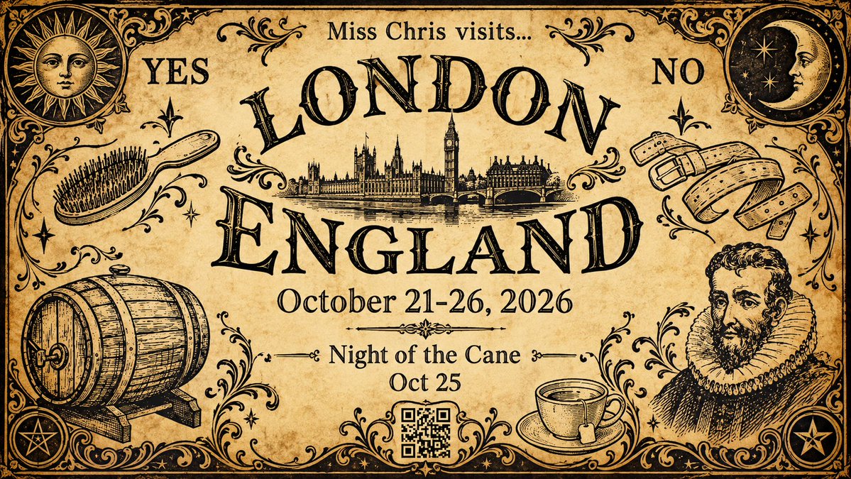 Dominurtrix's tweet photo. A caning competition, you say? I'm up for it, although the blasphemy of an American competing in an English caning competition is palpable. Hmu at MissChrisSpanks@Gmail.com for a spot on my calendar. https://t.co/TfO4RIQJpm