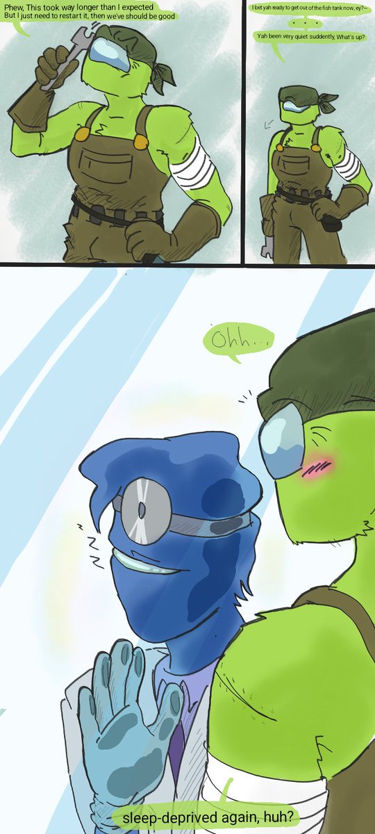 Beanyday's tweet photo. I'II just couldn't let the Blue-is-stuck-in-jar scenario go quite yet...💚💙 ...permanent in love perhaps, Lime? 😏🤔

#amongusshow #blime https://t.co/zFZZmG81m8