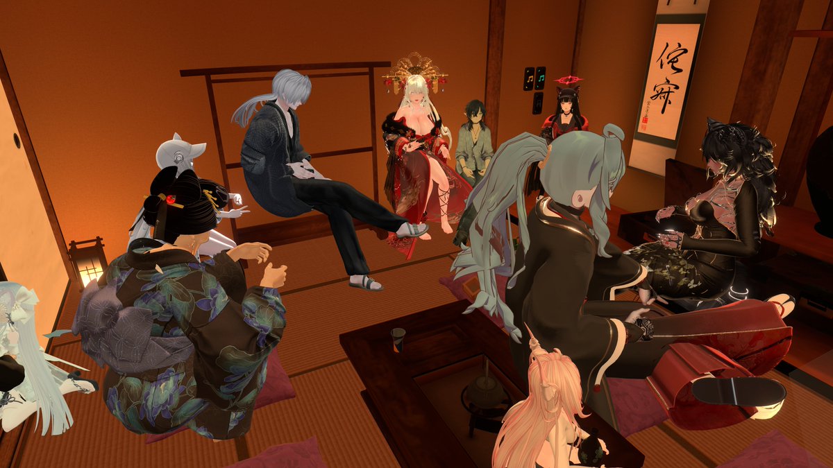 Japanese_Lilith's tweet photo. 大宴会
宴の後の大宴会…
この夜は人間界と繋がる道が不安定で、早めに場所を移しんしたけど💦
久しぶりに会えただんな様方に新しいだんな様やお嬢様✨
あっちはこの一時が大好きでありんす💜

来てくれておおきに💜💜💜
また週末会えることを楽しみにしておりんす🦋

りりす

#VRCおうまがとき https://t.co/3xb7g1z0by