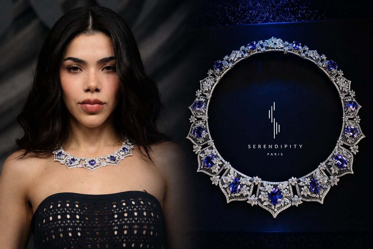 KeniaOsInfo_'s tweet photo. Kenia OS luce un exclusivo collar de alta joyería, diseñado a medida por la prestigiosa firma francesa Serendipity Jewelry Paris, valuado en aproximadamente US$500,000 (9 MILLONES de pesos mexicanos). 🇫🇷 https://t.co/DpIIIwBFQB