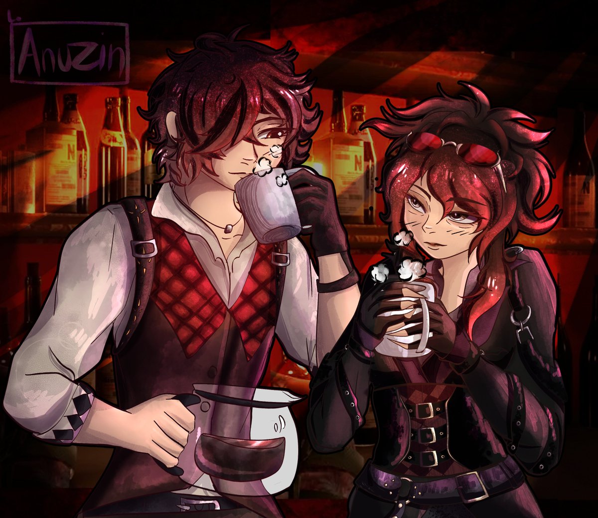 LadyAnuzin's tweet photo. ☕ Day 3, Coffee! ☕

A little morning sweetness in the middle of the apocalypse~ 💕
Worth the extra day of rendering, I do think~! 🖋️

🩸 🌹[ #AUtober | #Yumetober | #CodeVein | #AnuArtz | #HearthBloom | #LouisAmamiya ]🌹🩸 https://t.co/L6Zgwj36Jd