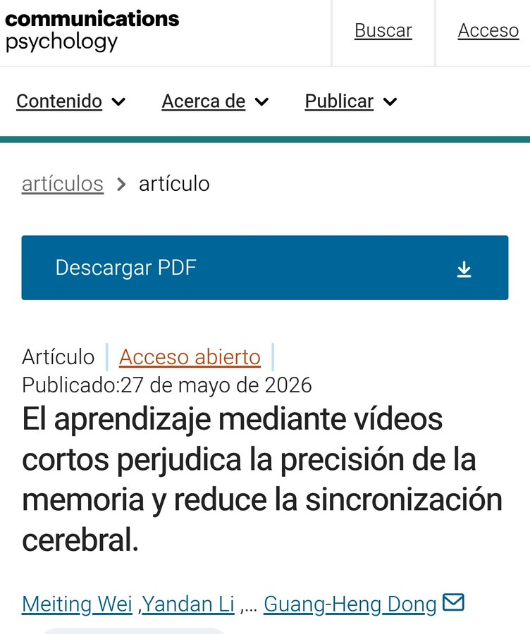 virginiog's tweet photo. Los videos cortos disminuyen la sincronía cerebral priorizando la atención automática y debilitando los procesos cognitivos top-down del aprendizaje profundo  

Aprender con videos cortos aumenta la tasa de olvido frente a videos largos continuos  https://t.co/amkBZIXbFj https://t.co/U399Ej8MZR
