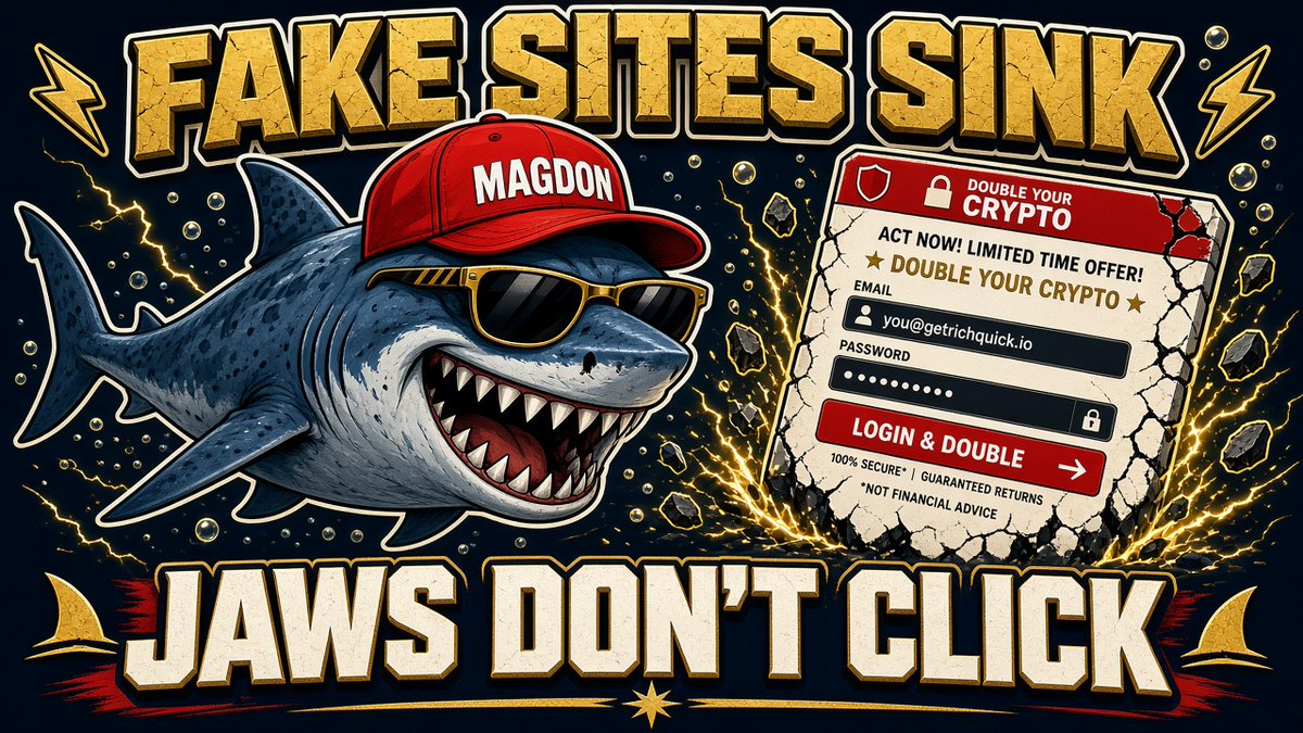 Mag_donz's tweet photo. Fake sites smell like chum
Jaipur nets the pair
I circle the bait pages
Jaws don't click "guaranteed"
$MAGDON

#MAGDON #Magaladon #Solana #memecoin #crypto https://t.co/phGgwONve9